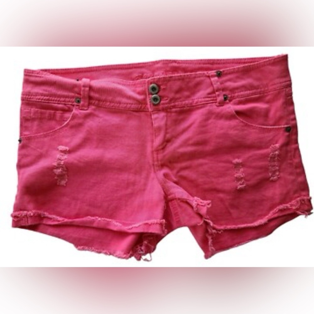 Pink Distressed Women Shorts